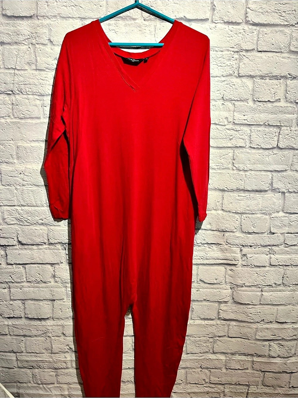 Memi Collective Red Long Sleeve Bamboo Romper Jumpsuit NWOT